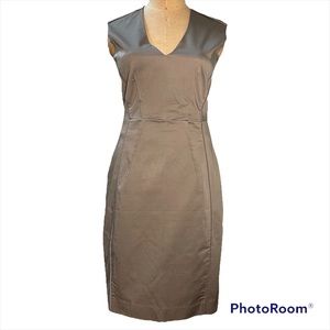 H&M V-neck sleeveless taupe color sheath dress size 4